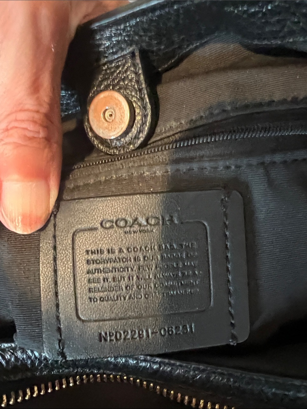 COACH Black Pebbled Leather Shoulder by Bag with Gold Accents - Picture 7 of 8